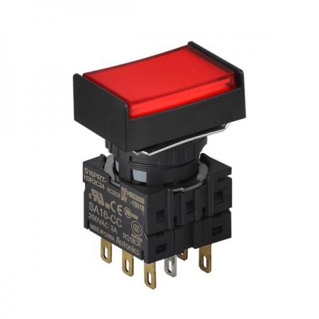 디바이스마트,스위치/부저/전기부품 > 산업용 스위치/제어 기기 > 제어/안전 스위치 > 누름버튼 스위치(22파이 이하),(주)오토닉스,16파이 누름버튼 스위치 S16PRT-H4R2C24,정사각형 / 적색 / [조광형] 비복귀형 / C접점 2개 / LED블록 정격전압: 24VDC / 전원전압,전류: 250VAC~/3A / IP65(IEC 규격) ★재고 없을 시 10일 이상소요