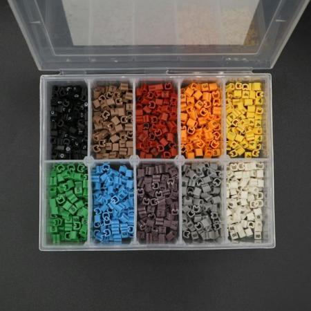 디바이스마트,케이블/전선 > 전기자재/배선자재 > 단자키트,SZH,0.75SQ 케이블 마커 0-9 각 100개입 키트 [SZH-CBM01],전선에 끼워서 사용하는 케이블 마커 키트 / 규격 : 0.75SQ / 구성 : 숫자 0-9 / 수량 : 1000개