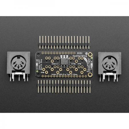 디바이스마트,MCU보드/전자키트 > 음악/앰프/녹음 > 기타,Adafruit,Adafruit MIDI FeatherWing Kit [ada-4740],Feather에 MIDI(전자악기나 전자음원과 컴퓨터를 접속 연주하기 위한 인터페이스)입력 및 출력 잭을 추가하는 키트 / 입력 및 출력 DIN-5 MIDI 잭, 3V 광학 아이솔레이터를 제공