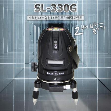 디바이스마트,계측기/측정공구 > 측정용 공구/장비 > 수평계/경사계/각도기,신콘,멀티 라인 레이저 레벨기 SL-330G,마그네틱 댐핑 방식 / 수직4 + 수평1 + 포인트2 + 바닥포인트 / 작업범위 20M / 정밀도 ±1mm/5m / 자동보정범위 ±4º / 사이즈 110x185mm