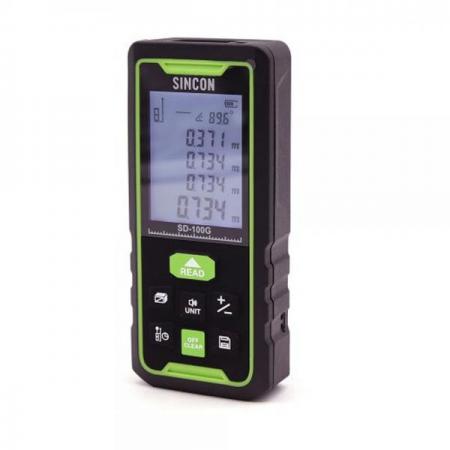 디바이스마트,계측기/측정공구 > 측정용 공구/장비 > 거리측정기,신콘,그린 포인트 레이저 거리 측정기 SD-100G,측정범위 : 0.05-100M / 작동 온도 : 0-40℃ / 배터리 : 1.5V AAA배터리 x 3EA / 배터리 수명 : 단일 측정 8,000회 / 각도 ±90º