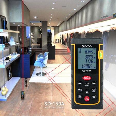디바이스마트,계측기/측정공구 > 측정용 공구/장비 > 거리측정기,신콘,디지털 레이저 거리 측정기 SD-150A,측정거리 : 150M / 정밀도 : ±2mm / 측정단위 : m, in, ft / 전원 : 1.5V AAA * 2EA / 수명 8,000회 / 사이즈 : 118*54*26.5mm