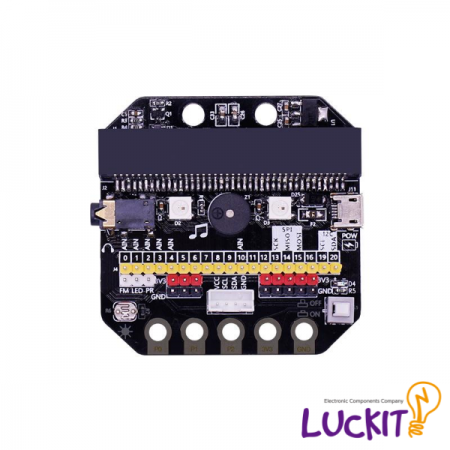 디바이스마트,오픈소스/코딩교육 > Micro:Bit > 마이크로비트 확장/변환보드,럭킷,마이크로비트 AUDIO, GPIO 확장보드,20PIN GPIO / 5PIN 악어클립 / I2C 통신 인터페이스 / 3.5mm Audion 잭 출력