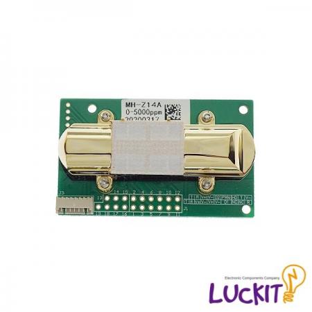 디바이스마트,MCU보드/전자키트 > 센서모듈 > 먼지/가스/연기/불꽃 > 가스/공기질/연기센서,럭킷,이산화탄소 CO2 센서 MH-Z14A,측정범위 : 0~5000ppm / 입력전압 : DC 4~6V / 동작전류 : 50mA(average), 100mA(peak) / 디지털 출력 : Serial data output (9600, N, 8, 1)