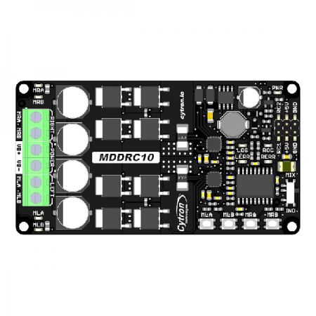 디바이스마트,MCU보드/전자키트 > 버튼/스위치/제어/RTC > 모터/모터컨트롤,Cytron,10Amp 7V-30V DC Motor Driver for R/C (2 Channels) [MDDRC10],brushed DC motor 2개 양방향 제어 / 모터 전압 7V~30V / RC용 / 플러그 앤 플레이 방식 / 코딩 불필요 / 과전류 및 온도 보호 기능 내장 / 역극성 보호 기능 없음