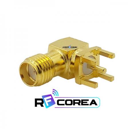디바이스마트,커넥터/PCB > RF커넥터/케이블 > SMA 커넥터,알에프코리아,CON. SMA (F) Right Angle 4R PCB 15.0mm,일반 RF 용으로 가장 많이 사용되는 커넥터로 DC ~ 18GHz 용의 해당 주파수에서 사용됨, PCB 에 기억자(Right Angle) 형태로 결합됨