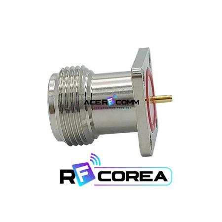 디바이스마트,커넥터/PCB > RF커넥터/케이블 > N 커넥터,알에프코리아,CON. N (F) 4Hole,최대 18GHz까지 작동 할 수있는 나사산, 내후성, 중간 크기 RF 커넥터임, 공식적으로는 최대 11GHz까지 작동하며, 17.5mm 패널사이즈로 기구물에 장착됨