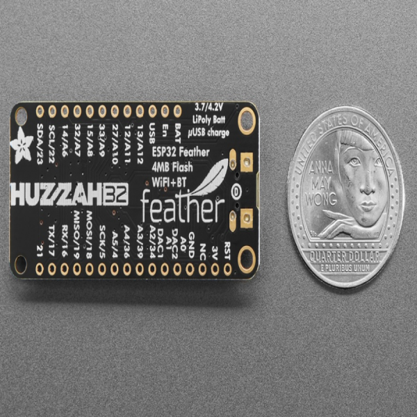 디바이스마트,MCU보드/전자키트 > 통신/네트워크 > 와이파이,Adafruit,HUZZAH32 – ESP32 Feather Board [ada-3405],WROOM-32 모듈, 듀얼 코어 ESP32기반의 보드 / SPI Flash 4MB /  WiFi 및 Bluetooth Classic/LE 지원