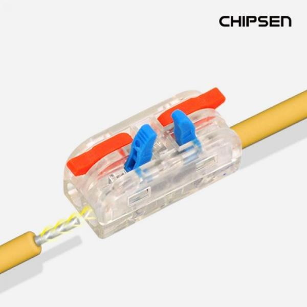 디바이스마트,케이블/전선 > 무탈피/탈피 커넥터 > 탈피 커넥터,칩센,꽂음형 전선연결 커넥터 PCT-2-2Q,전선과 전선을 연결할 때 두가닥 연결이 가능한 듀얼타입 (2:2 연결)의 커넥터 제품입니다 / 색상 : 투명 / 0.08~4.0㎟