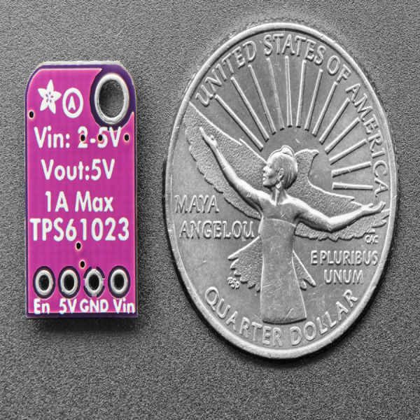 디바이스마트,MCU보드/전자키트 > 전원/신호/저장/응용 > 레벨컨버터/전압관리,Adafruit,Adafruit MiniBoost 5V @ 1A-TPS61023 [ada-4654],2~5VDC 공급으로 최대 5V 1A / TPS61023 칩 사용 / 2~3개의 알카라인 또는 단일 리튬 배터리를 사용하는 프로젝트에 적합