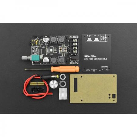 디바이스마트,MCU보드/전자키트 > 음악/앰프/녹음 > 앰프/증폭,DFROBOT,HIFI 디지털 블루투스 앰프 - 50W * 2 [DFR0803],전원 공급 5-27V / 입력 AUX + Bluetooth 5.0 / 출력 50W*2 / 스테레오 / 30W-200W, 4Ω-8Ω 스피커 호환