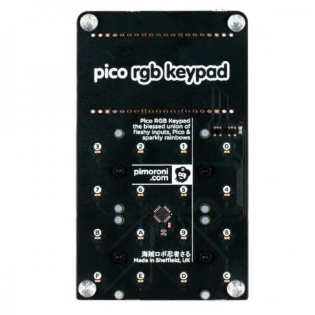 디바이스마트,MCU보드/전자키트 > 버튼/스위치/제어/RTC > 버튼/스위치/조이스틱,Pimoroni,Pico RGB Keypad Base [PIM551],라즈베리파이 Pico 호환 RGB 키패드 / 전도성 버튼 / 16 x APA102 주소 지정 가능 / 60mm x 101mm x 16mm /  C, C++, Python 프로그래밍 가능