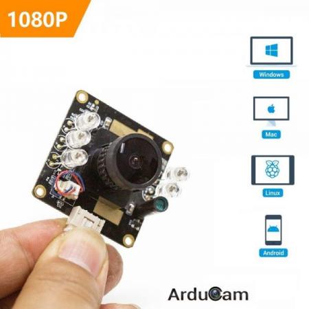 디바이스마트,MCU보드/전자키트 > 카메라/비디오 > 일반카메라,ArduCAM,Arducam 1080P Day & Night Vision USB 카메라 모듈 [B0205],모터 식 IR-Cut 필터와 적외선 LED가있는 2MP, UVC 호환 광각 USB 2.0 카메라입니다.