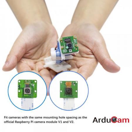 디바이스마트,MCU보드/전자키트 > 카메라/비디오 > 스캐너/기타/악세사리,ArduCAM,Arducam 팬 틸트 플랫폼 [B0227],수평 180도 및 수직 145도 이동으로 카메라를 2 차원으로 이동할 수 있는 제품입니다.