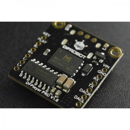 디바이스마트,MCU보드/전자키트 > 음악/앰프/녹음 > MP3/음악재생,DFROBOT,Fermion: DFPlayer Pro - A mini MP3 Player with On-board 128MB Storage (Breakout) [DFR0768],MP3 플레어어 모듈 / 컨트롤러를 사용하지 않고 온보드 버튼을 직접 눌러 음악을 재생하거나 전환 / 128MB의 저장 공간 / 치수 : 23 * 24.5mm / 0.91 * 0.96 / 전원 공급 장치 : 3.3V ~ 5V