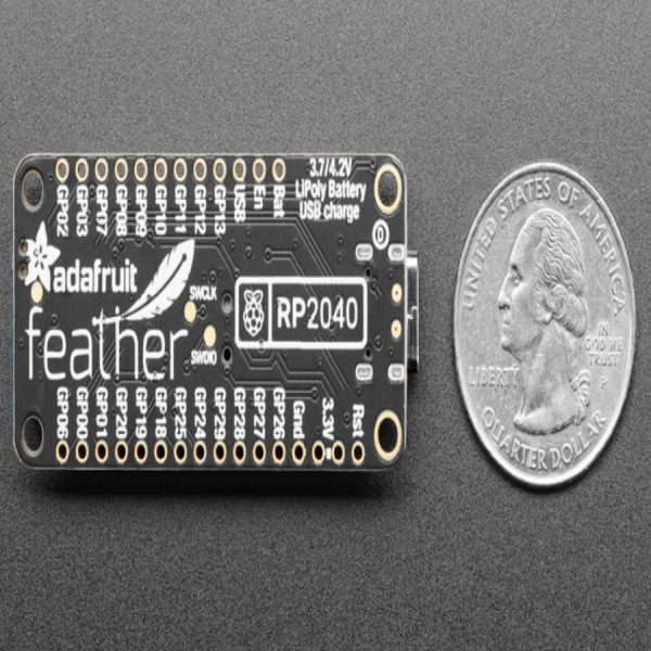 디바이스마트,오픈소스/코딩교육 > 파이썬/IoT 개발 보드 > RP2040/RP2350,Adafruit,Black Adafruit Feather RP2040 [ada-4884],Adafruit Feather RP2040 / M4 (SAMD51)의 클럭 속도와 M0 (SAMD21)과 동일한 2 개의 코어를 가진 강력한 칩 / 깃털처럼 가벼운 무게 (5g) / 외부 QSPI 플래시 칩 메모리 지원