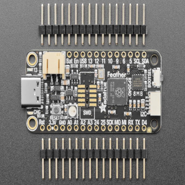 디바이스마트,오픈소스/코딩교육 > 파이썬/IoT 개발 보드 > RP2040/RP2350,Adafruit,Black Adafruit Feather RP2040 [ada-4884],Adafruit Feather RP2040 / M4 (SAMD51)의 클럭 속도와 M0 (SAMD21)과 동일한 2 개의 코어를 가진 강력한 칩 / 깃털처럼 가벼운 무게 (5g) / 외부 QSPI 플래시 칩 메모리 지원
