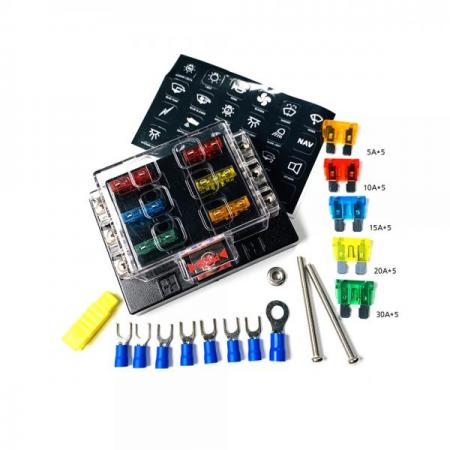 디바이스마트,커넥터/PCB > 핀헤더/IC 소켓 > 퓨즈홀더/퓨즈클립,SMG,투명 차량용 퓨즈 박스 6구 세트 (2열) [SZH-JA016],퓨즈 박스(퓨즈 포함) / 6구 (3구 - 2열) / 자동차 퓨즈로 교환 가능 / 스티커 제공