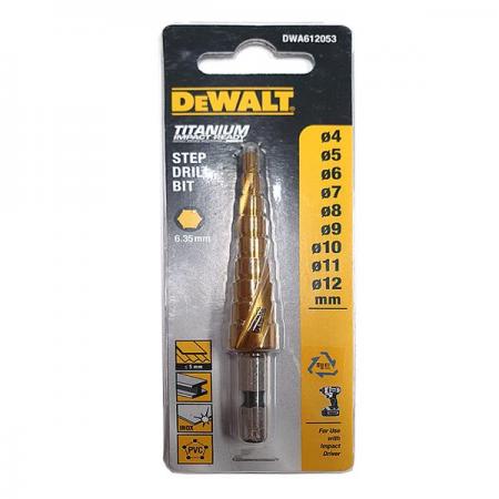 디바이스마트,수공구/전자공구/전동공구 > 전동/엔진공구 > 충전공구 > 충전공구 악세사리,디월트,스텝드릴 비트 9단계 DWA612053,임팩드라이버용 스텝드릴비트 / 9단계 (4 ~ 12mm)