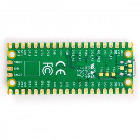 디바이스마트,오픈소스/코딩교육 > 라즈베리파이 > 라즈베리파이 보드,라즈베리파이,라즈베리파이 피코 (Raspberry Pi Pico),RP2040 chip 기반의 작고 강력한 마이크로 컨트롤러 보드 / 듀얼코어 ARM Cortex M0+ (최대 133 MHz) / 264KB SRAM + 2MB Flash / 26개의 다기능 GPIO 핀 / 온도센서 내장 / 21 mm × 51 mm / SC0915