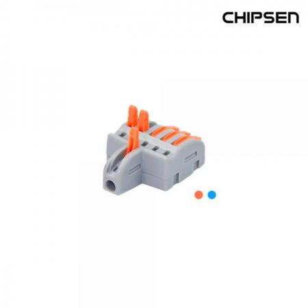 디바이스마트,케이블/전선 > 무탈피/탈피 커넥터 > 탈피 커넥터,(주)칩센,레버형커넥터(조립식 구분확장) PCT-1-5,"1:5 레버 조립식 구분 확장, 1:5연결, 정격전압 250V, 정격전류 32A, 전선규격 (0.08~2.5(4.0)mm2/28~14(12)AWG), Size(W29.0 x D40.2 x H14.11mm)"