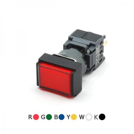 디바이스마트,스위치/부저/전기부품 > 산업용 스위치/제어 기기 > 제어/안전 스위치 > 누름버튼 스위치(22파이 이하),KACON,16파이 비조광 누름복귀 스위치 F16-231 (직사각형),16∅ / PB / 누름복귀 / 직사각형 / 1A1B / Red / Green / Yellow / White / Blue / Black 선택