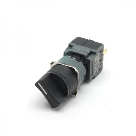 디바이스마트,스위치/부저/전기부품 > 산업용 스위치/제어 기기 > 제어/안전 스위치 > 셀렉터 스위치(22파이 이하),KACON,16파이 비조광 2단 셀렉터 스위치 F16-411 (원형),16∅ / 2단 / 원형 / 1A1B / 자동복귀, 수동복귀 선택 / 흑색