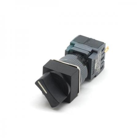 디바이스마트,스위치/부저/전기부품 > 산업용 스위치/제어 기기 > 제어/안전 스위치 > 셀렉터 스위치(22파이 이하),KACON,16파이 비조광 2단 셀렉터 스위치 F16-421 (정사각형),16∅ / 2단 / 정사각형 / 1A1B / 자동복귀, 수동복귀 선택 / 흑색