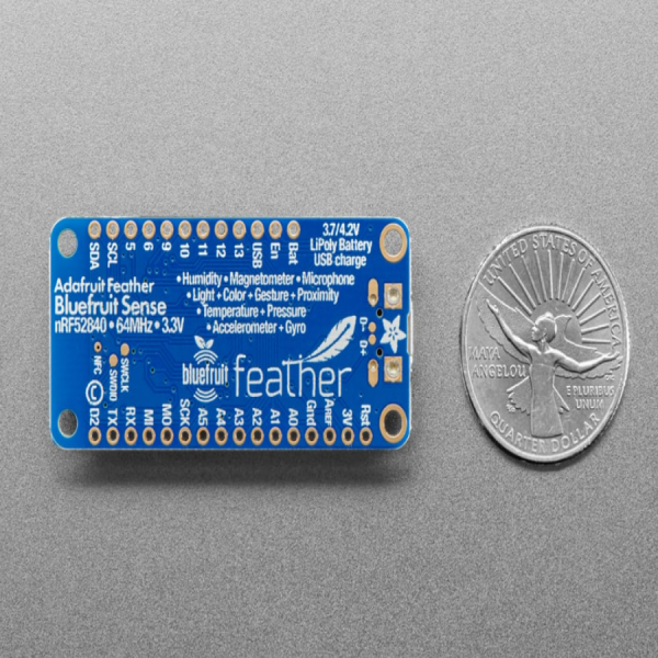 디바이스마트,오픈소스/코딩교육 > 파이썬/IoT 개발 보드 > nRF52840/nRF54L15,Adafruit,Adafruit Feather nRF52840 Sense [ada-4516],USB와 배터리 충전 기능이 내장 된 마이크로 컨트롤러 보드 / 아두이노 호환 / 저에너지 블루투스 기능 내장