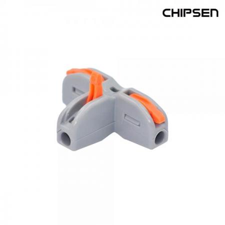 디바이스마트,케이블/전선 > 무탈피/탈피 커넥터 > 탈피 커넥터,(주)칩센,레버형커넥터(T형 결합연결) PCT-1-1-1,"1:1:1 레버 조립식 결합연결, 1:1:1연결 (T형), 정격전압 250V, 정격전류 32A, 전선규격 (0.08~2.5(4.0)mm2/28~14(12)AWG), Size(W26.3 x D40.0 x H14.0mm)"