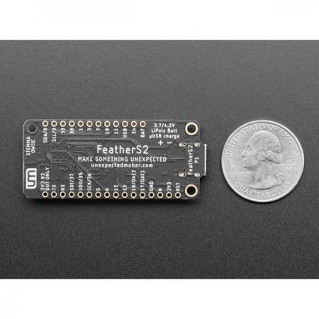 디바이스마트,MCU보드/전자키트 > 통신/네트워크 > 와이파이,Adafruit,FeatherS2 - ESP32-S2 Feather Development Board [ada-4769],16MB의 플래시 메모리와 8MB의 QSPI로 구성된  ESP32-S2 기반 개발 보드 /  두 개의 3.3V 레귤레이터가 함께 제공