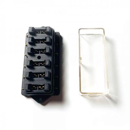 디바이스마트,커넥터/PCB > 핀헤더/IC 소켓 > 퓨즈홀더/퓨즈클립,SMG,차량용 퓨즈박스 6구 키트(1열) [SZH-JA021],퓨즈박스(퓨즈 포함)  / 6구 / 1열 / 단자 노출형 /  차량, 조명용으로 사용 / 투명커버O / 케이블타이 미포함