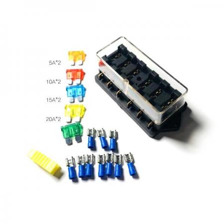 디바이스마트,커넥터/PCB > 핀헤더/IC 소켓 > 퓨즈홀더/퓨즈클립,SMG,차량용 퓨즈박스 6구 키트(1열) [SZH-JA021],퓨즈박스(퓨즈 포함)  / 6구 / 1열 / 단자 노출형 /  차량, 조명용으로 사용 / 투명커버O / 케이블타이 미포함