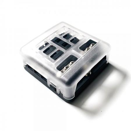 디바이스마트,커넥터/PCB > 핀헤더/IC 소켓 > 퓨즈홀더/퓨즈클립,SMG,LED 표시 퓨즈박스 6구 박스단품(2열) [SZH-JA025],퓨즈박스(퓨즈 미포함★)  / 6구 / 2열 /  차량, 선박용으로 사용 / 투명 전면 보호커버 있음 / LED 상태 표시가능