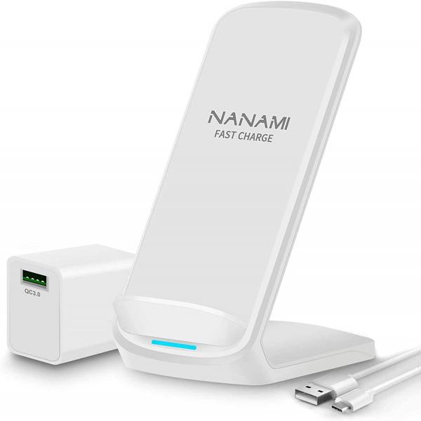 NANAMI 7.5W Wireless Charging Stand[with QC3.0 Adapter](Elegant White)
