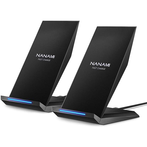 [2 Pack] NANAMI Qi Certified Wireless Charging Stand(Black/Black)