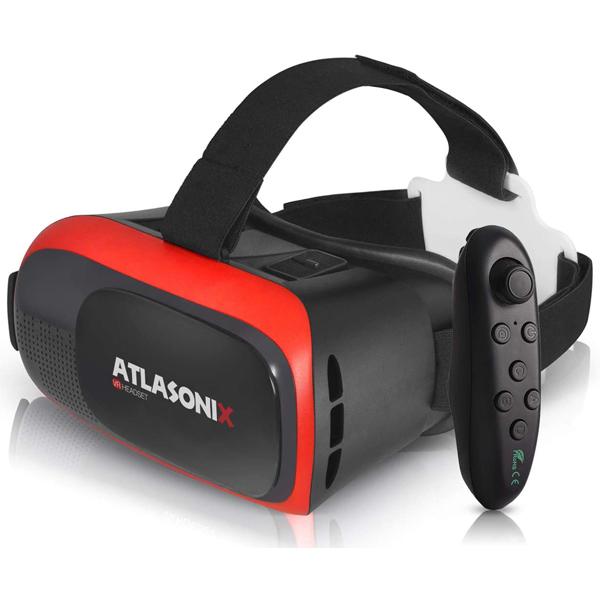 VR Headset Compatible with iPhone and Android Phones(Red)