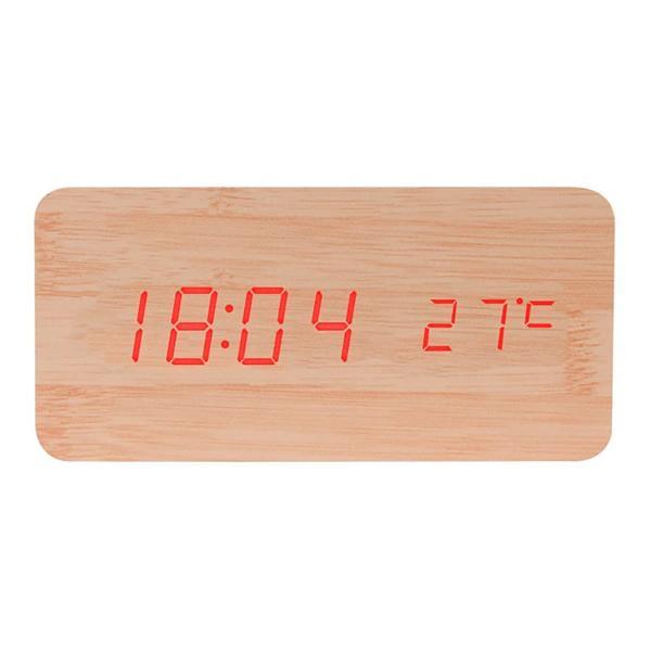 BALDR Wooden Digital Alarm Clock, Bamboo Wood Red Light / 디바이스마트