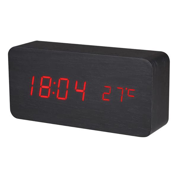 BALDR Wooden Digital Alarm Clock, Black Wood Red Light / 디바이스마트