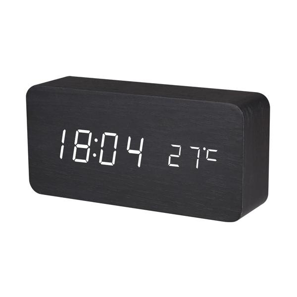 BALDR Wooden Digital Alarm Clock, Black Wood White Light / 디바이스마트