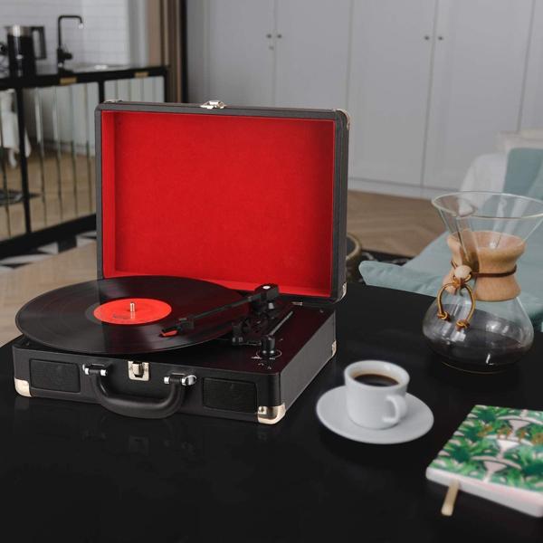 Turntable Record Player 3speeds with Built-in Speakers(Black)