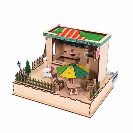 디바이스마트,MCU보드/전자키트 > 교육용키트/로봇 > 교육용키트,이엘사이언스,마이루프(MYLOOP) 카페,냉장고와 파라솔이 있고, 옆으로 문이 열리는 카페를 만들어보세요.