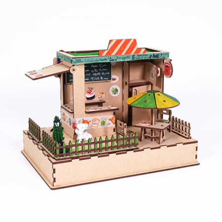 디바이스마트,MCU보드/전자키트 > 교육용키트/로봇 > 교육용키트,이엘사이언스,마이루프(MYLOOP) 카페,냉장고와 파라솔이 있고, 옆으로 문이 열리는 카페를 만들어보세요.