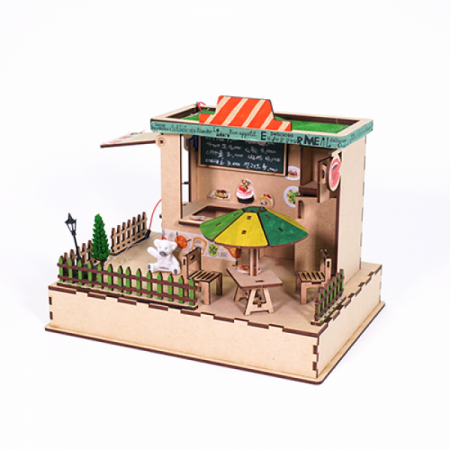 디바이스마트,MCU보드/전자키트 > 교육용키트/로봇 > 교육용키트,이엘사이언스,마이루프(MYLOOP) 카페,냉장고와 파라솔이 있고, 옆으로 문이 열리는 카페를 만들어보세요.