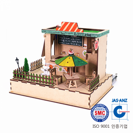 디바이스마트,MCU보드/전자키트 > 교육용키트/로봇 > 교육용키트,이엘사이언스,마이루프(MYLOOP) 카페,냉장고와 파라솔이 있고, 옆으로 문이 열리는 카페를 만들어보세요.