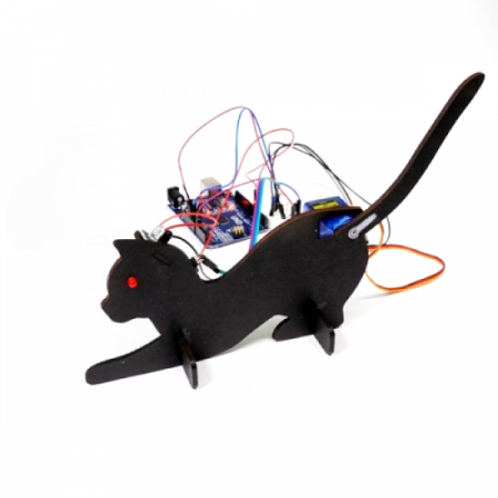 디바이스마트,오픈소스/코딩교육 > 아두이노 > 아두이노 교육용키트,이엘사이언스,아두이노 고양이 센서 로봇,적외선 센서를 이용하여 쓰다듬으면 꼬리를 움직이는 고양이 로봇 키트 입니다.