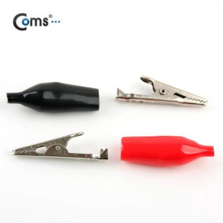 디바이스마트,스위치/부저/전기부품 > 지원부품 > 집게클립,Coms,악어 클립(흑색+적색) 1세트 Black/Red, 44mm 대 [NA424],악어 클립(흑색+적색) 1세트