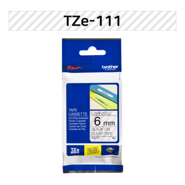 라벨테이프 TZe-111(투명바탕/검정글씨/6mm)