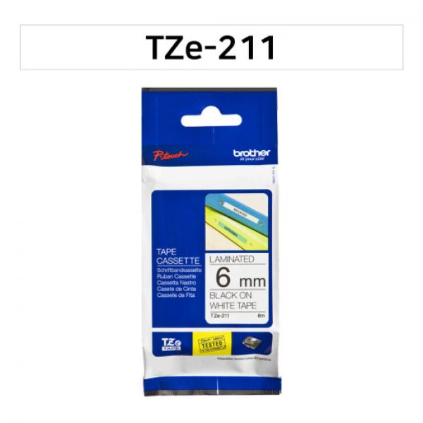 라벨테이프 TZe-211(흰색바탕/검정글씨/6mm)