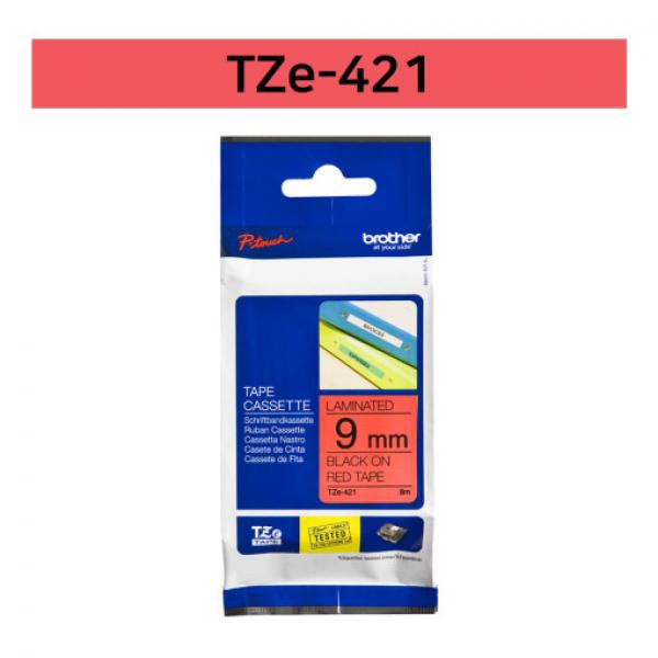 라벨테이프 TZe-421(빨강바탕/검정글씨/9mm)